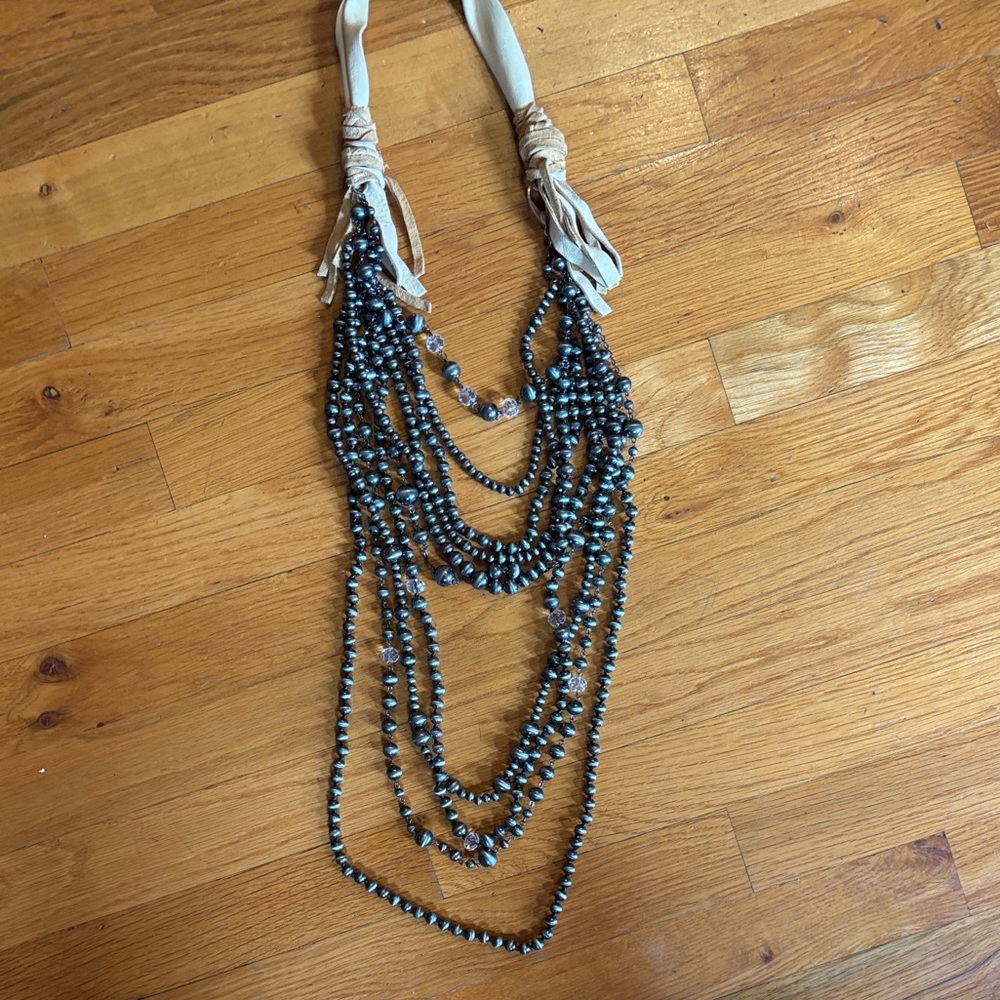 Art by Amy Faux Navajo Pearls & Leather Multi Strand New